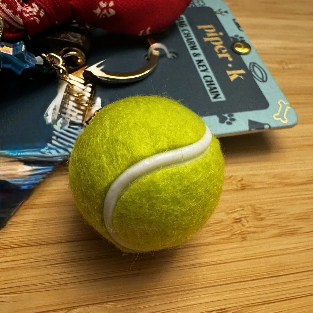 Piper K Dachshund Bag Charm Key Chain Dog Bandana Tennis Ball Bling‎ New